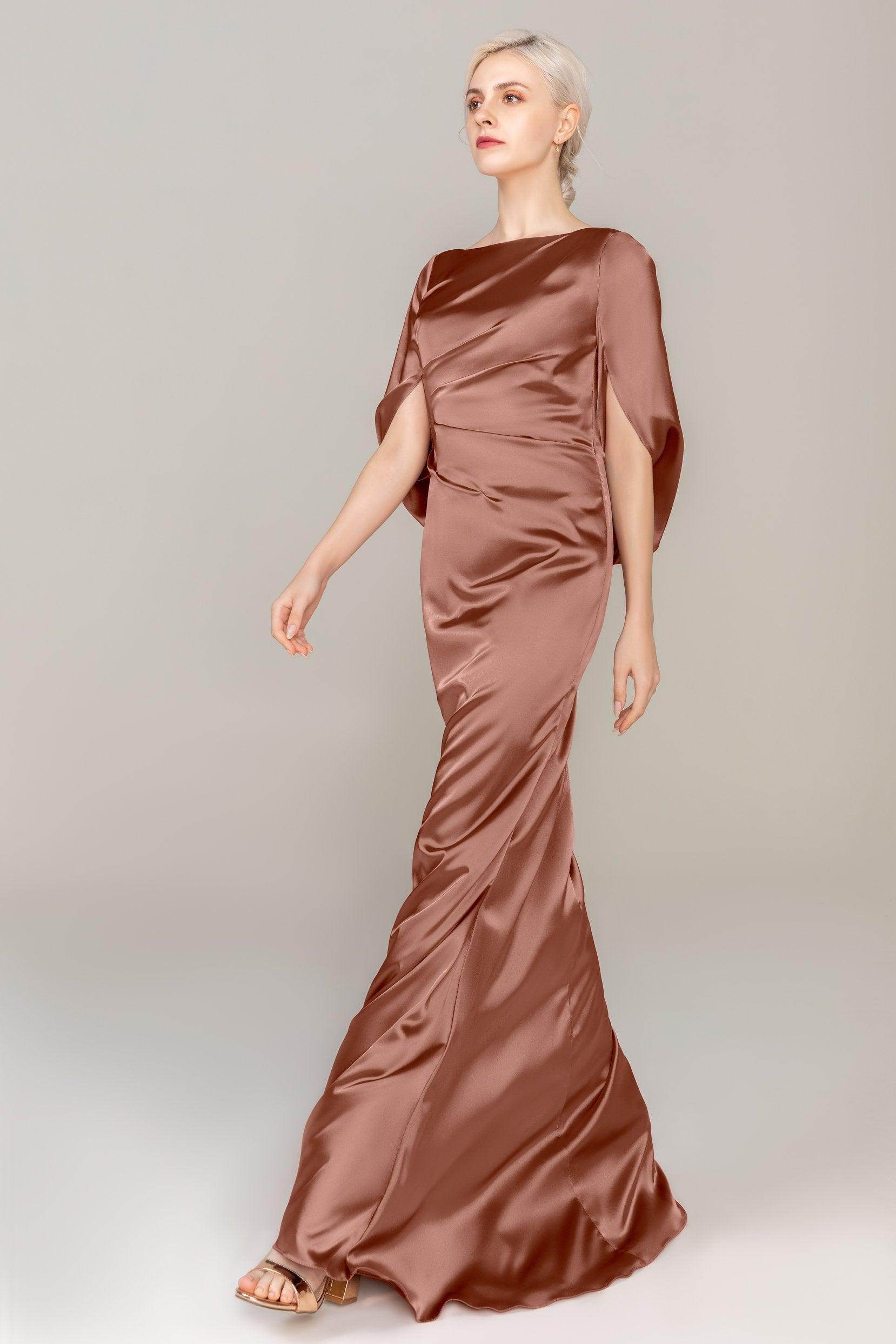 Sheath Sweep Train Luxe Satin Dress CS0314 - COCOMELODY